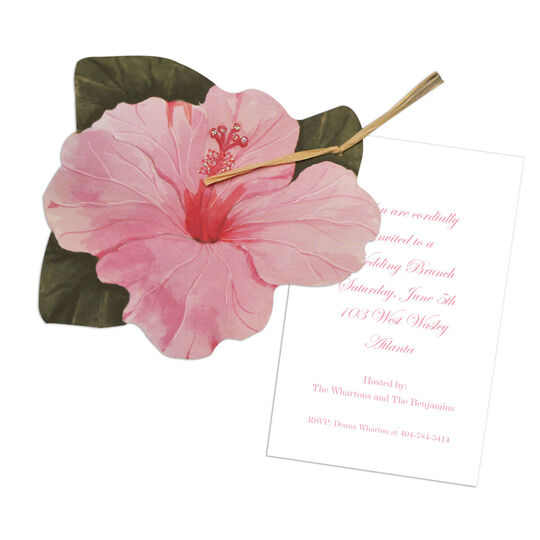 Pink Hibiscus Die-cut Invitations